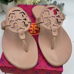 Women's TORY BURCH MILLER soft calf leather sandals in light sand size 10